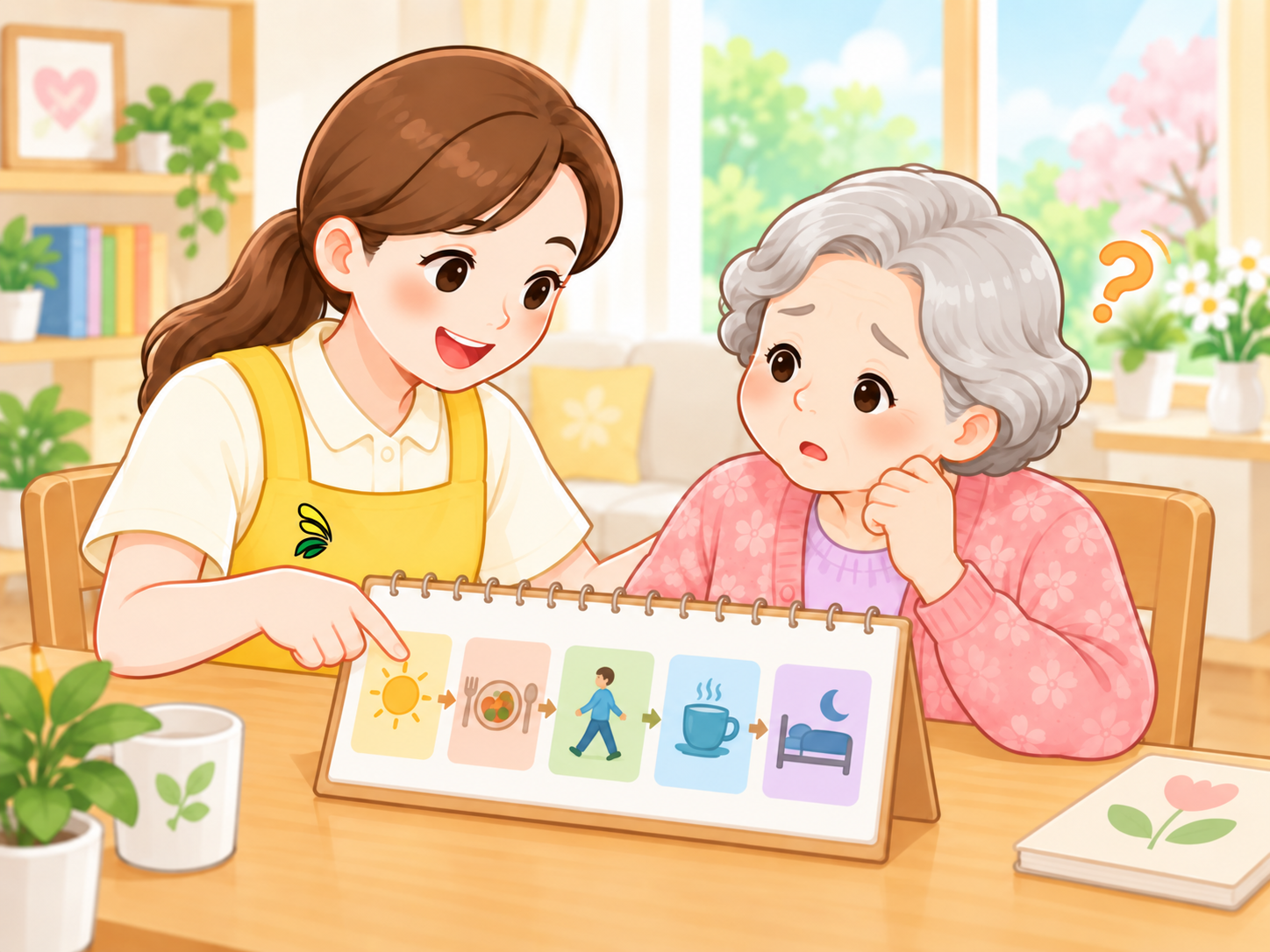 일상생활 함께하기를 돕는 요양보호사와 어르신